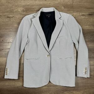 Ann Taylor Women Striped Long Sleeve Blazer w Pockets Navy Blue Size 10